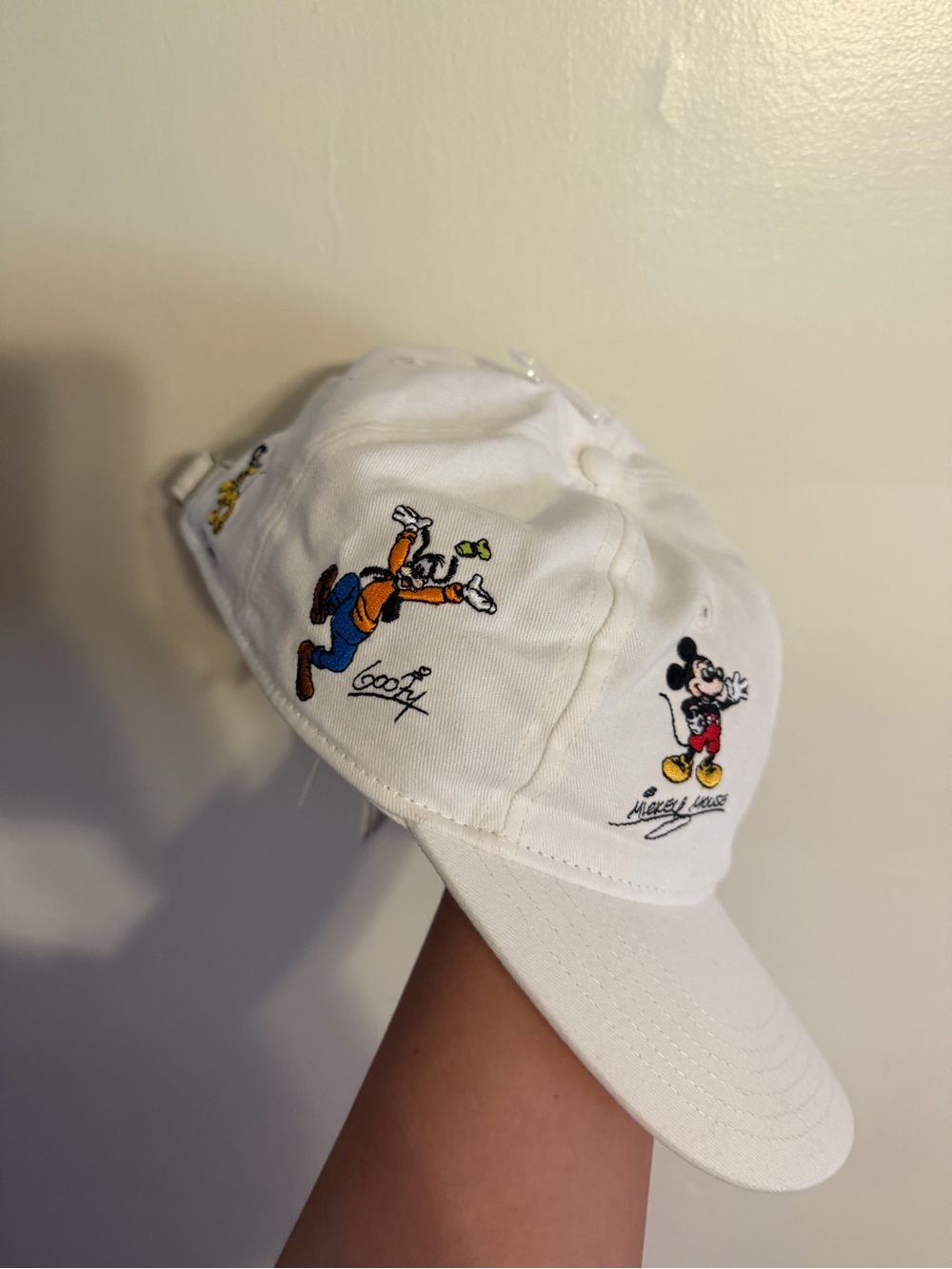 Disney White Kids Baseball Cap with Mickey & Goofy Embroideries